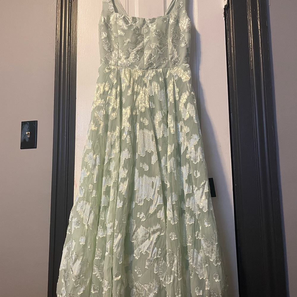 Lulu's Mint Green Floral Midi Dress